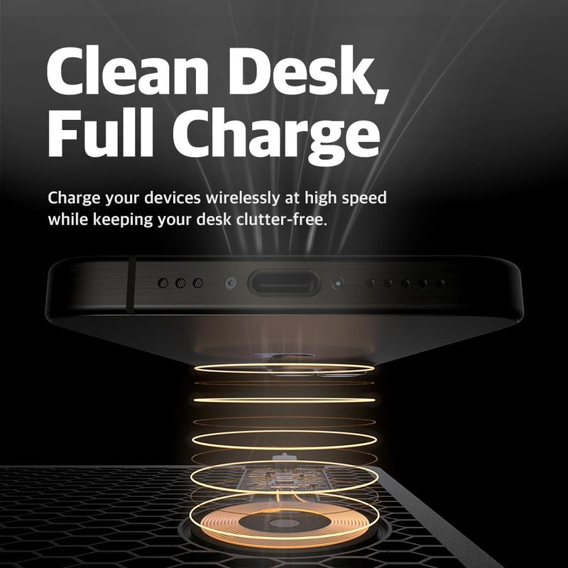 POUT H3 PRO Wireless Charging Mouse Pad â€“ Qi-Enabled Fast Charger with Anti-Slip Base & Smooth Surface for Phones and Earbuds â€“ Sleek Desk Accessory for Home & Office (Midnight Blue) - Image 4